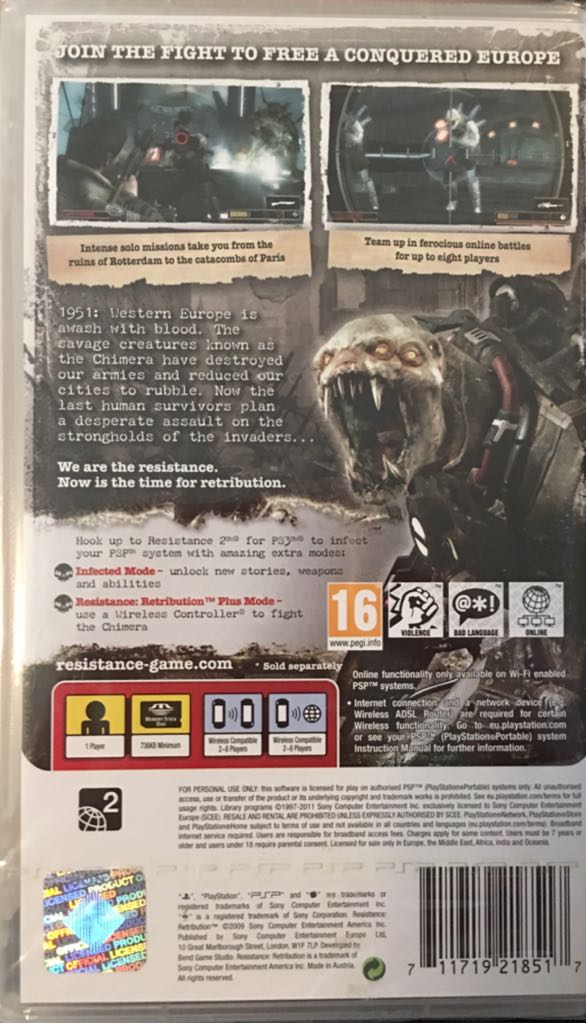 Resistance Retribution - Sony PlayStation Portable (PSP) video game collectible [Barcode 711719218517] - Main Image 2