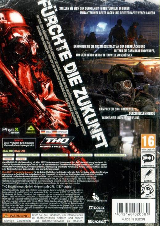 Metro 2033 - Microsoft Xbox 360 (THQ - 1) video game collectible [Barcode 4012160020381] - Main Image 2