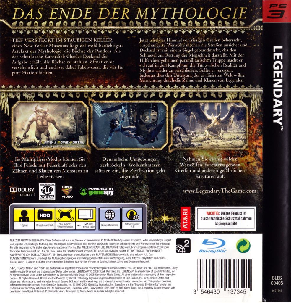 Legendary - Sony PlayStation 3 (PS3) (Atari - 1-8) video game collectible [Barcode 3546430137321] - Main Image 2