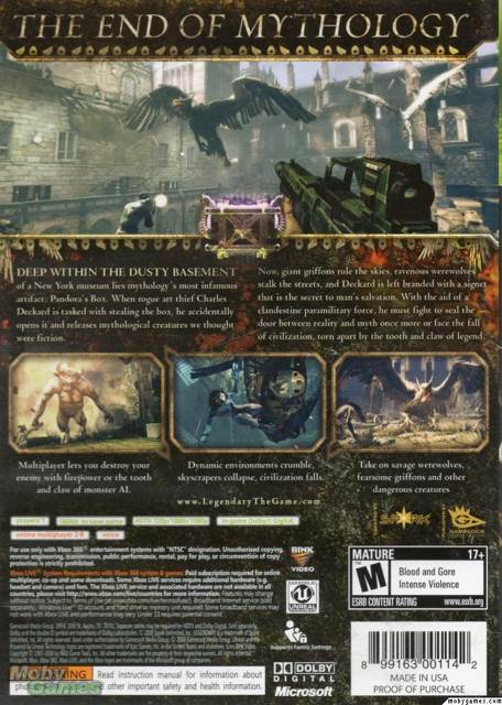 Legendary - Sony PlayStation 3 (PS3) (Atari - 1) video game collectible [Barcode 3546430141953] - Main Image 2