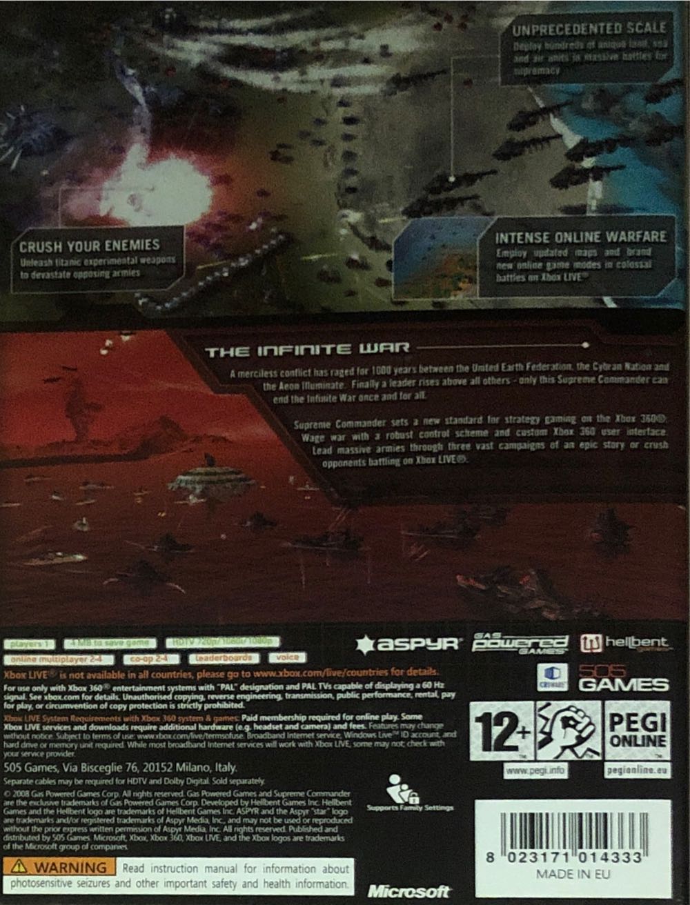 Supreme Commander - Microsoft Xbox 360 (505 Games - 1-4) video game collectible [Barcode 8023171014333] - Main Image 2