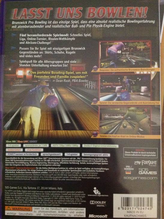 Brunswick Pro Bowling - Microsoft Xbox 360 (6) video game collectible [Barcode 8023171024745] - Main Image 2