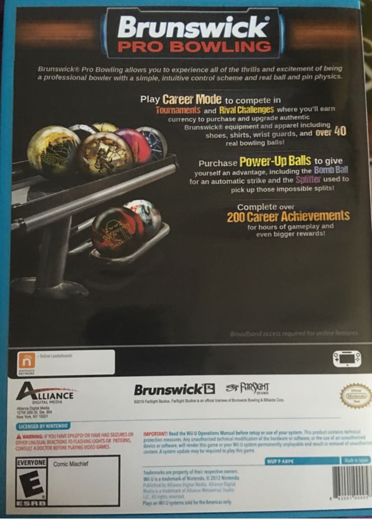 Brunswick Pro Bowling - Nintendo Wii U (Alliance Digital Media) video game collectible - Main Image 2