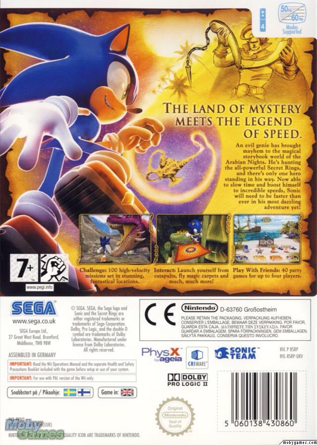 Sonic and the Secret Rings - Nintendo Wii (Sega - 2) video game collectible [Barcode 01047790] - Main Image 2