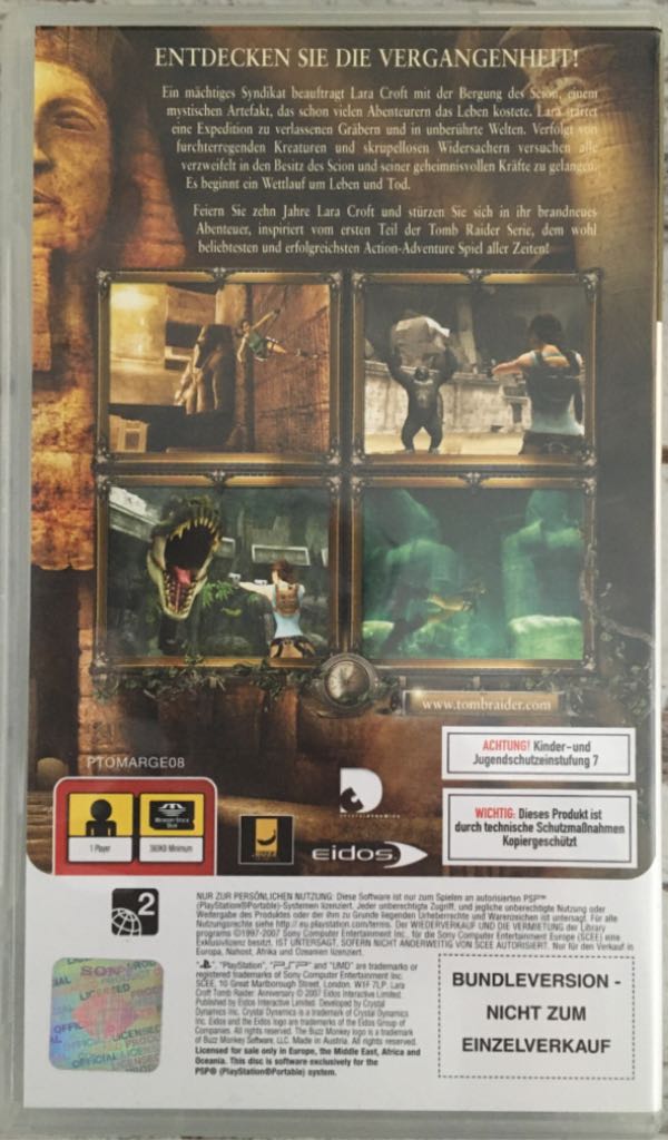 Lara Croft Tomb Raider: Anniversary - Sony PlayStation Portable (PSP) (Eidos Enteractive - 1) video game collectible [Barcode 5021290029385] - Main Image 2