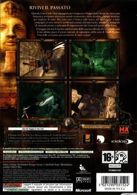 Tomb Raider: Anniversary - Microsoft Xbox 360 (Eidos Interactive - 1) video game collectible [Barcode 5021290031500] - Main Image 2