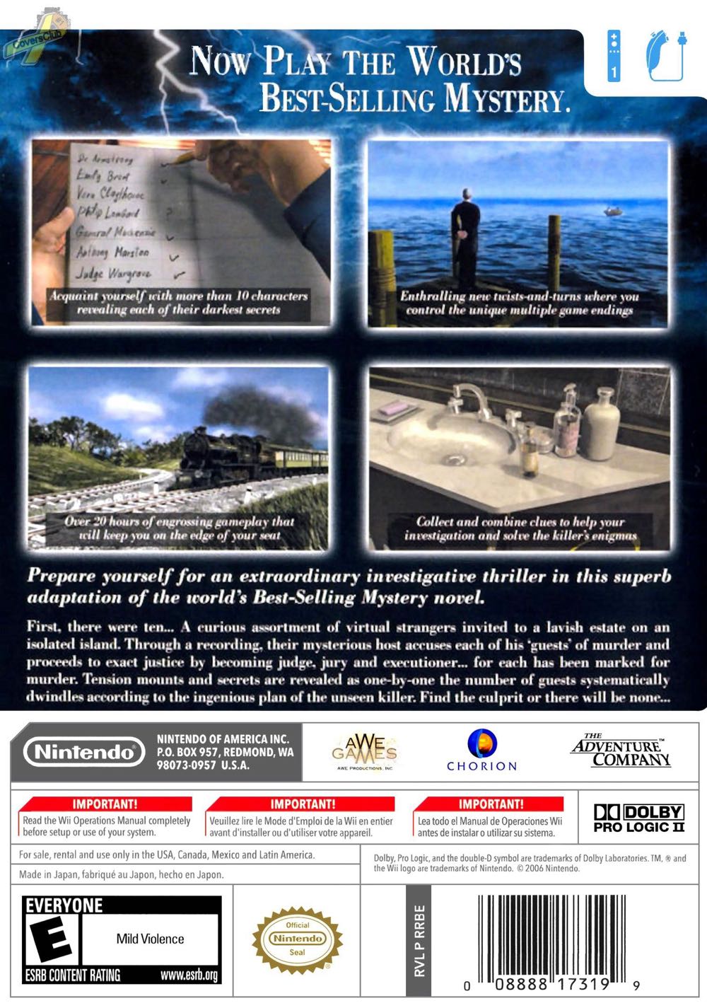Agatha Christie: And Then There Were None - Nintendo Wii (The Adventure Company - 1) video game collectible [Barcode 2590446592] - Main Image 2
