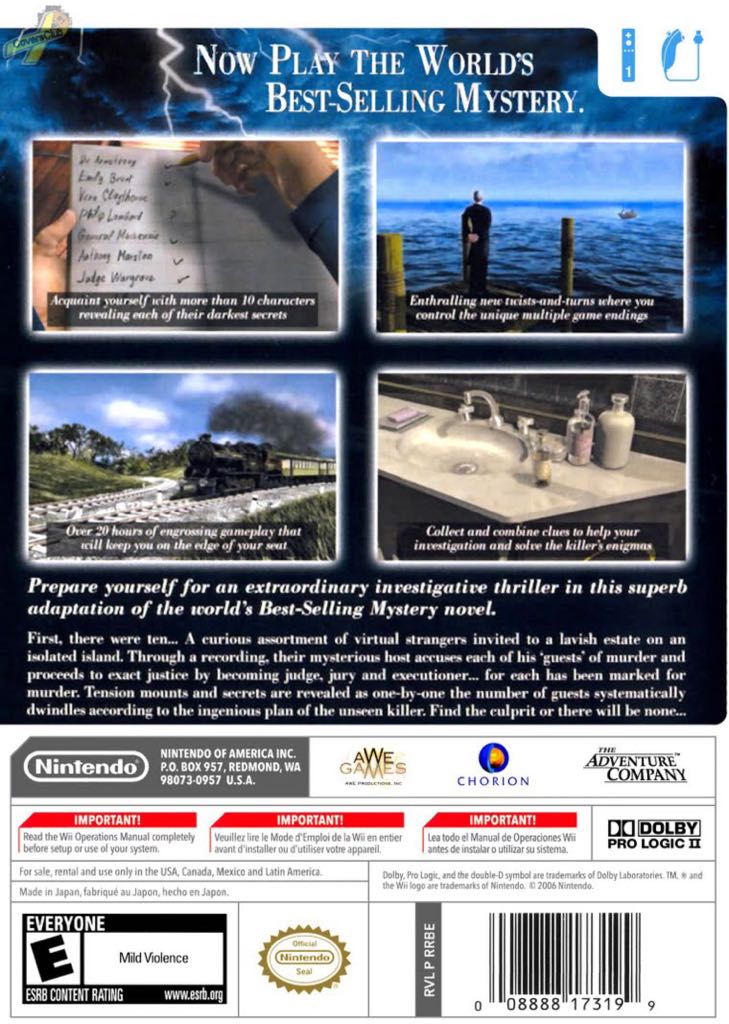 Agatha Christie: And Then There Were None - Nintendo Wii video game collectible - Main Image 2