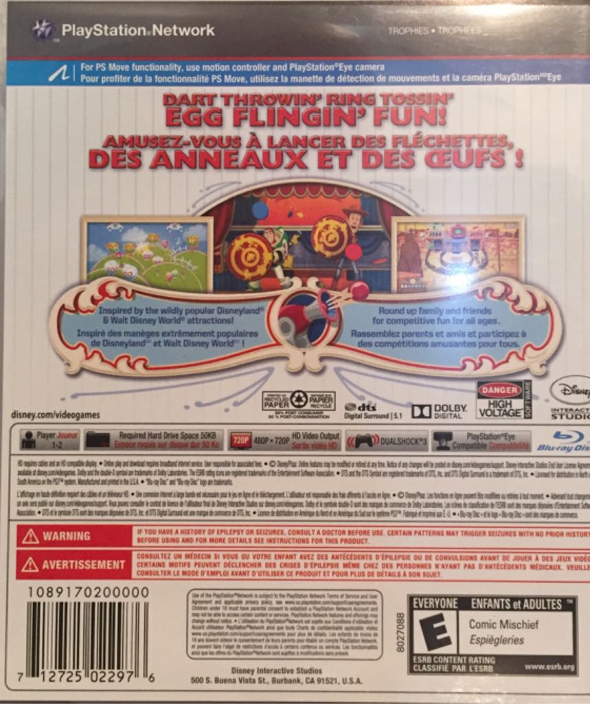 Toy Story Mania. 15.63 - Sony PlayStation 3 (PS3) (Disney Interactive Studios - 1-2) video game collectible [Barcode 712725022976] - Main Image 2