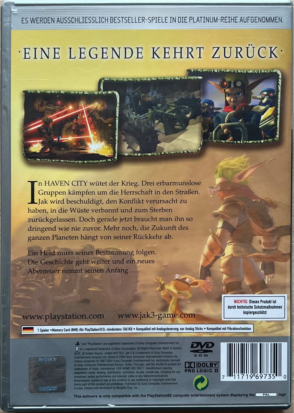 JAK 3 - Sony PlayStation 2 (PS2) (Sony Computer Entertainment - 1) video game collectible [Barcode 711719697350] - Main Image 2
