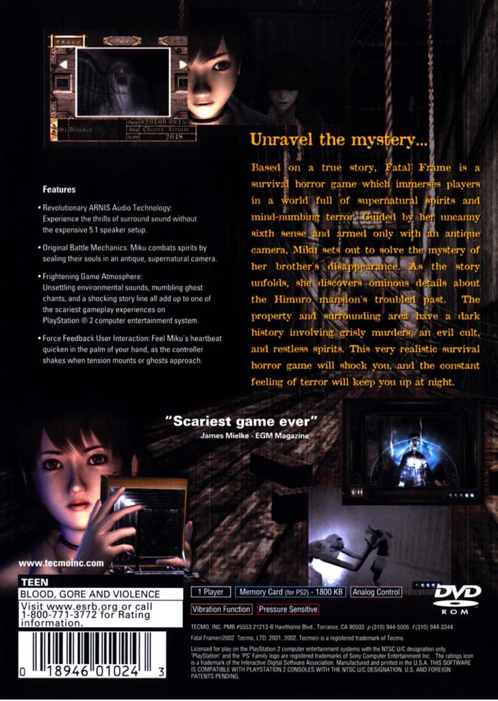 Fatal Frame - Sony PlayStation 2 (PS2) video game collectible - Main Image 2
