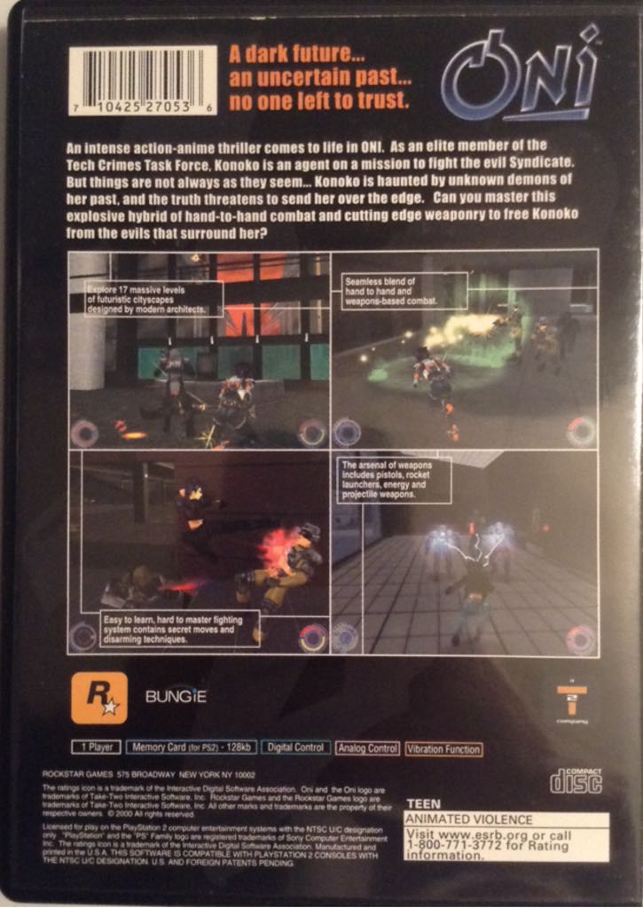ONI - Sony PlayStation 2 (PS2) (Rockstar Games - 1) video game collectible - Main Image 2