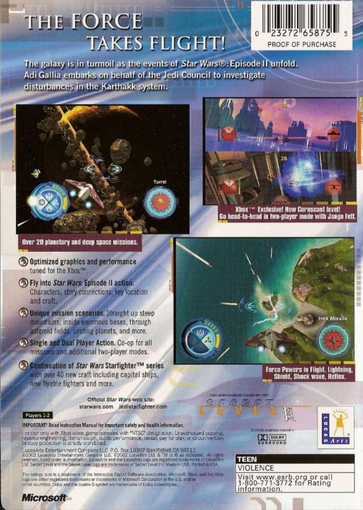 STAR WARS: JEDI STARFIGHTER - Microsoft Xbox video game collectible [Barcode 0023272658755] - Main Image 2