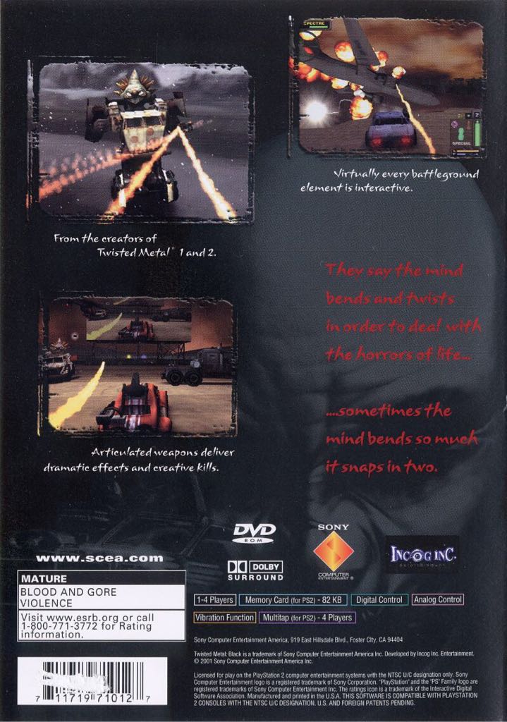 Twisted Metal: Black - Sony PlayStation 2 (PS2) (Sony - 2) video game collectible [Barcode 711719282327] - Main Image 2