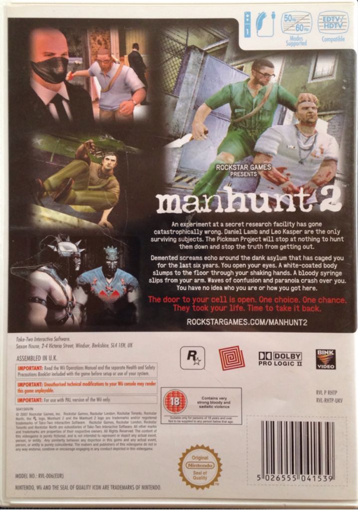 Manhunt 2 - Nintendo Wii (Rockstar Games - 1) video game collectible [Barcode 5026555041539] - Main Image 2
