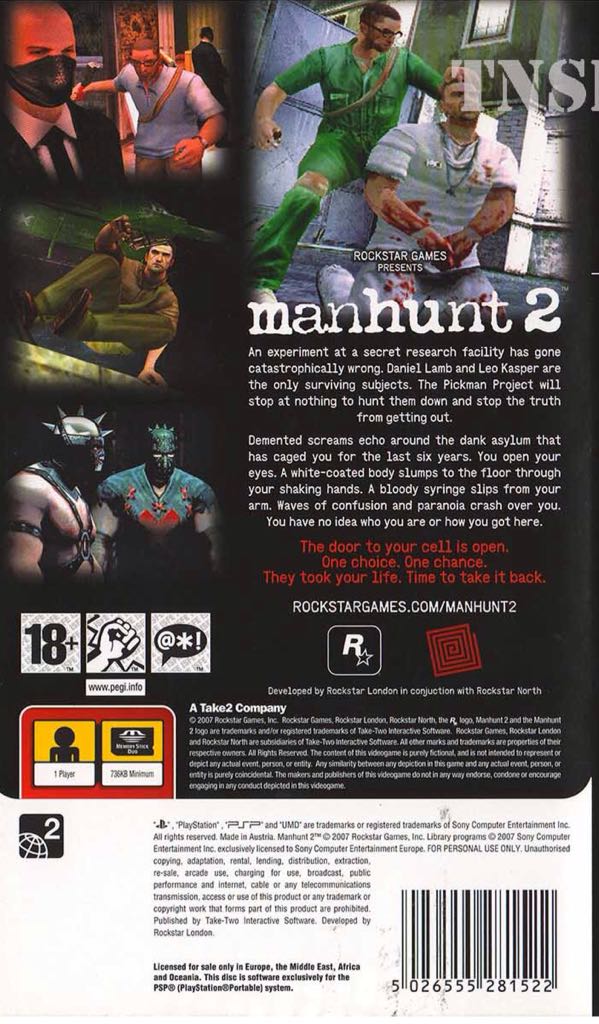 Manhunt 2 - Sony PlayStation Portable (PSP) (Take-Two Interactive - 1) video game collectible [Barcode 5026555281461] - Main Image 2