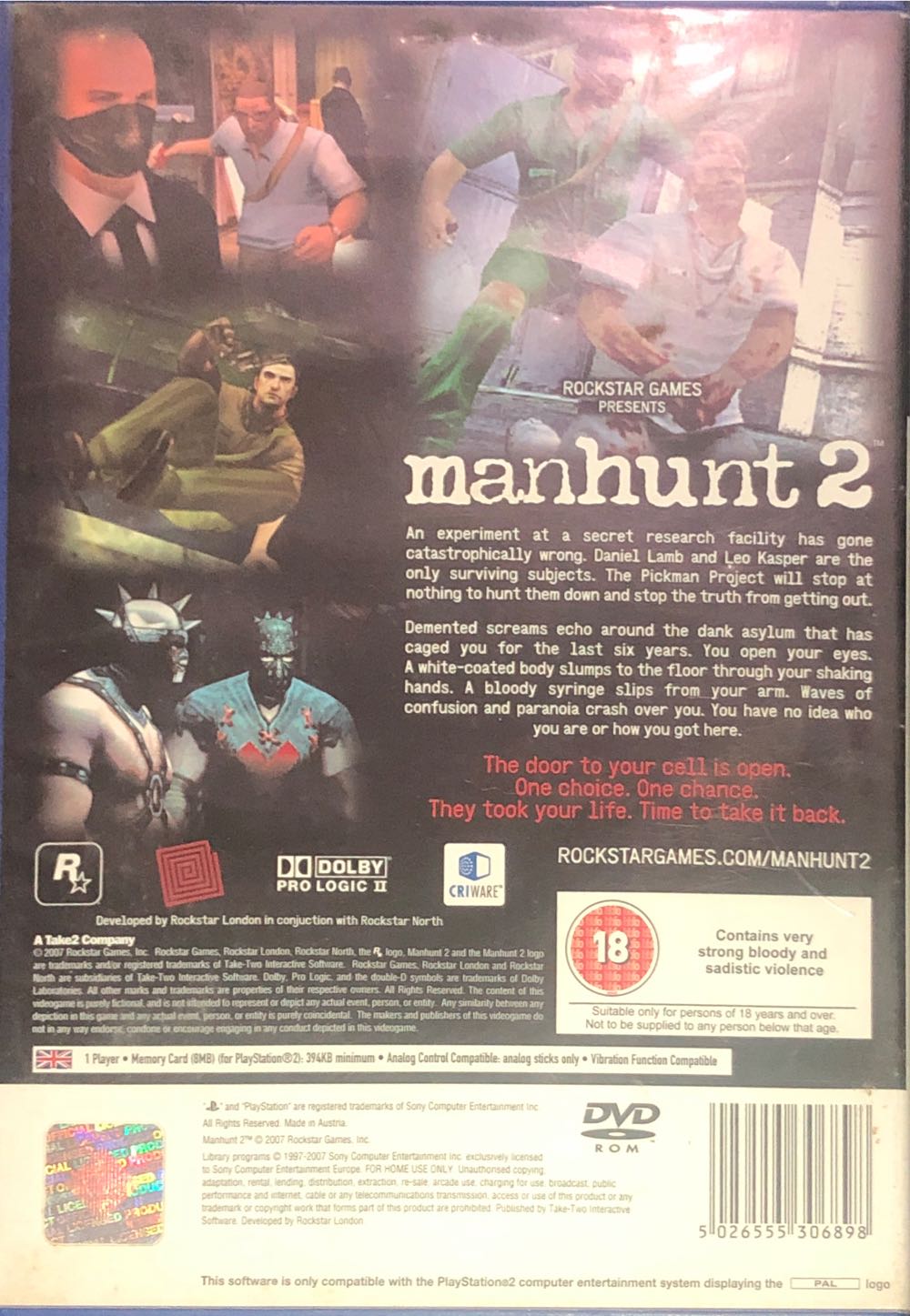 Manhunt 2 - Sony PlayStation 2 (PS2) (Rockstar Games - 1) video game collectible [Barcode 5026555306898] - Main Image 2