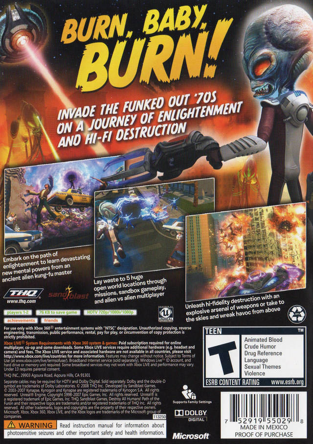 Destroy All Humans! Path of the Furon - Microsoft Xbox 360 (NOT BC - 1-2 Local) video game collectible [Barcode 4005209099530] - Main Image 2