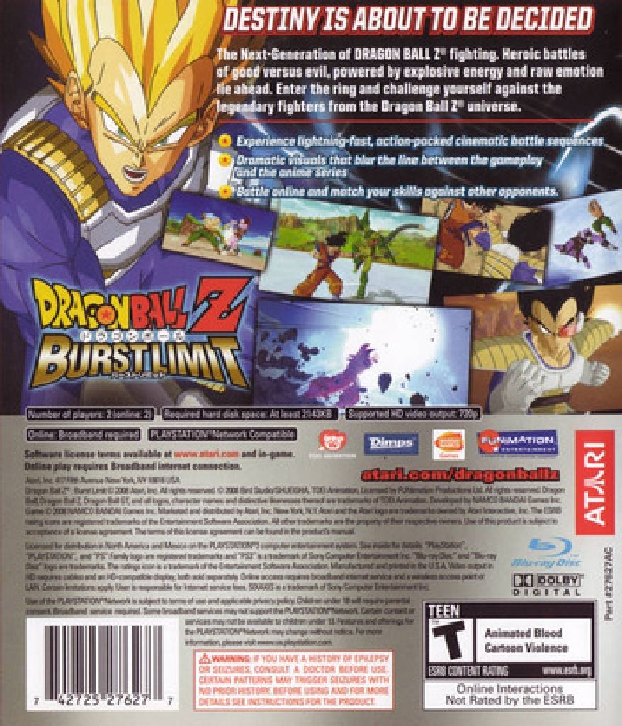 Dragon ball Z: Burst Limit - Sony PlayStation 3 (PS3) (NAMCO BANDAI Games Europe S.A.S. - 1-2) video game collectible [Barcode 3296580804702] - Main Image 2