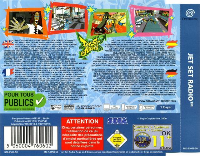Jet Set Radio - Sega Dreamcast (Sega - 1) video game collectible [Barcode 5060004760602] - Main Image 2