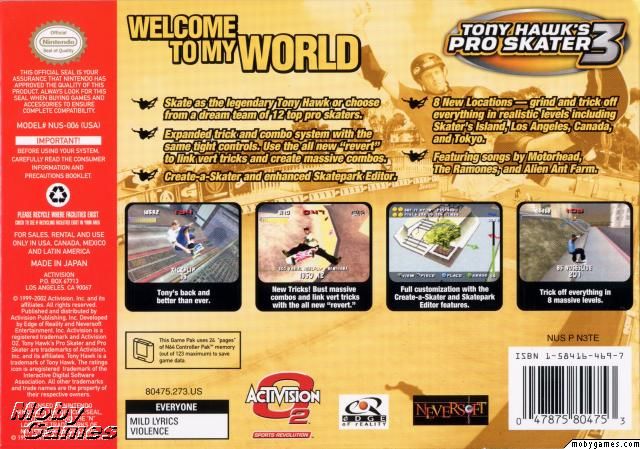 Tony Hawks Pro Skater 3 - Nintendo 64 (N64) video game collectible - Main Image 2