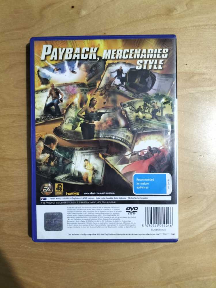 Mercenaries 2: World in Flames - Sony PlayStation 2 (PS2) ((EA) Electronic Arts - 1) video game collectible [Barcode 5030941059046] - Main Image 2