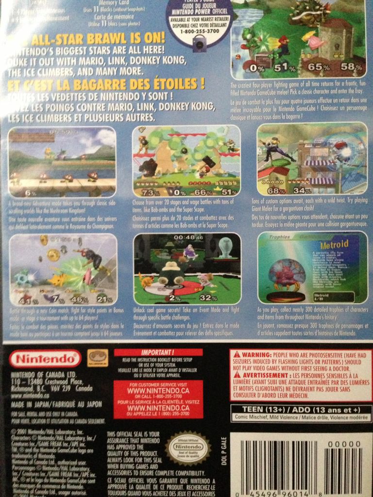 Super Smash Bros. Melee - Nintendo GameCube (Nintendo - 4) video game collectible [Barcode 045496960148] - Main Image 2