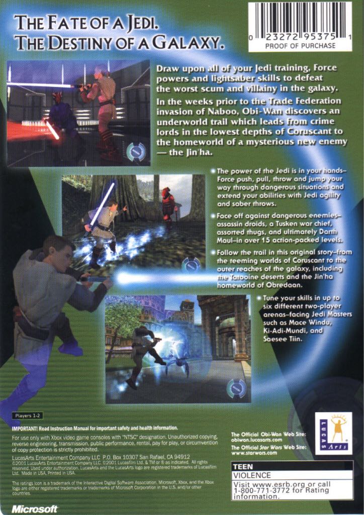 Star Wars: Obi-Wan - Microsoft Xbox (LucasArts - 1-2) video game collectible - Main Image 2