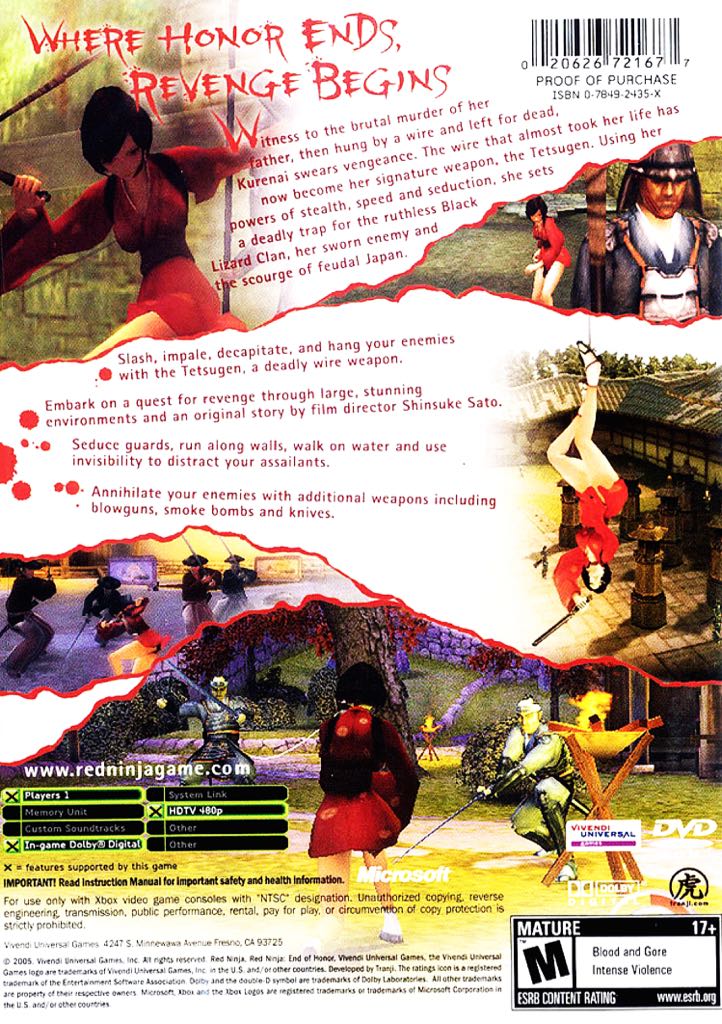 Red Ninja: End of Honor - Microsoft Xbox (Vivendi Universal - 1) video game collectible [Barcode 020626721677] - Main Image 2