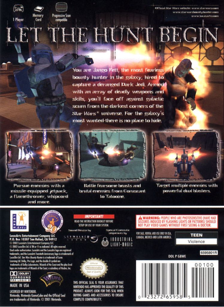 (2002) Star Wars: Bounty Hunter - Nintendo GameCube (Lucas Arts - 1) video game collectible [Barcode 023272997052] - Main Image 2