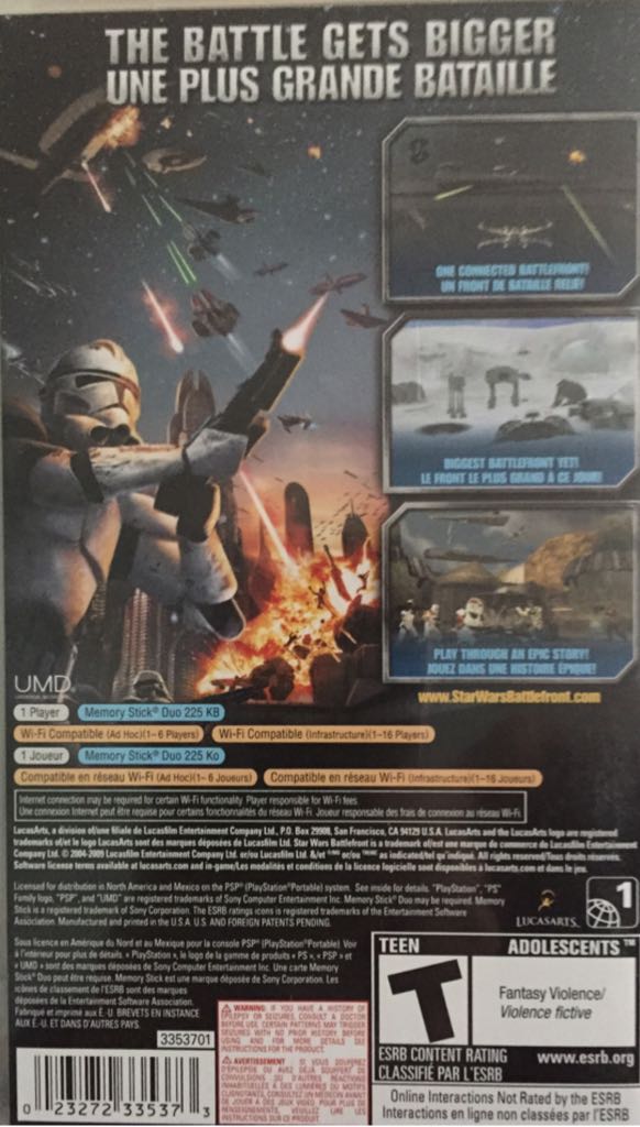 Star Wars: Battlefront - Elite Squadron - Sony PlayStation Portable (PSP) (Lucas Arts - 1) video game collectible [Barcode 023272335373] - Main Image 2
