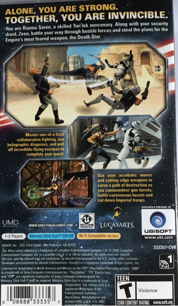 Star Wars: Lethal Alliance - Sony PlayStation Portable (PSP) (Ubisoft - 1) video game collectible [Barcode 008888333357] - Main Image 2