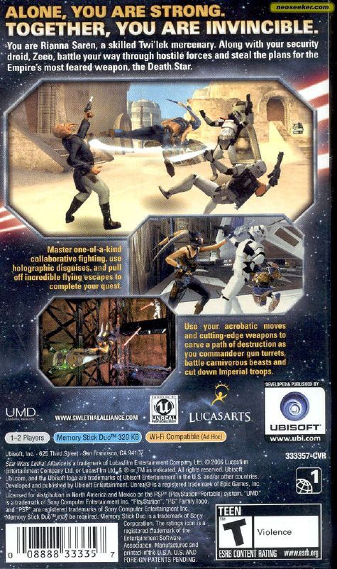 Star Wars: Lethal Alliance - Sony PlayStation Portable (PSP) (Ubisoft - 1) video game collectible [Barcode 3307210222251] - Main Image 2