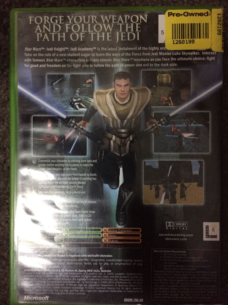 Star Wars: Jedi Knight - Jedi Academy - Microsoft Xbox (Activision) video game collectible - Main Image 2