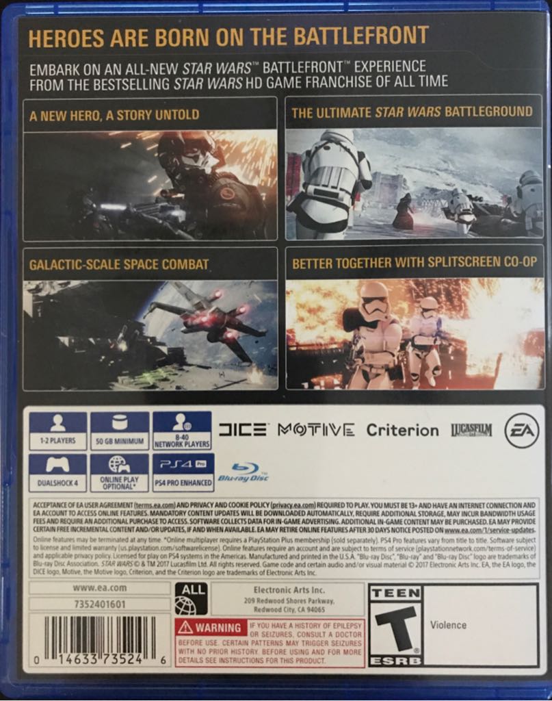 Star Wars: Battlefront II - Sony PlayStation 4 (PS4) (Electronic Arts - 40) video game collectible [Barcode 014633735246] - Main Image 2