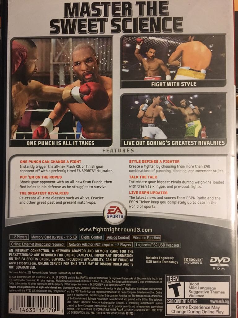 Fight Night: Round 3 - Sony PlayStation 2 (PS2) (Electronic Arts/EA Games - 2) video game collectible [Barcode 014633151701] - Main Image 2
