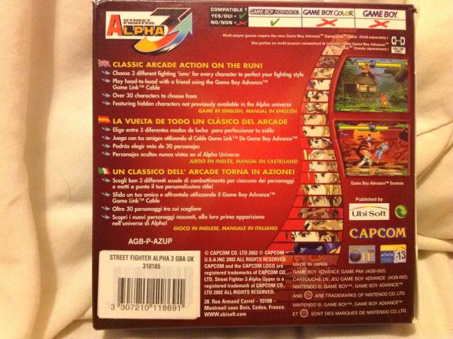 Street Fighter Alpha 3 - Nintendo Game Boy Advance (GBA) (Capcom - 2) video game collectible [Barcode 3307210118691] - Main Image 2