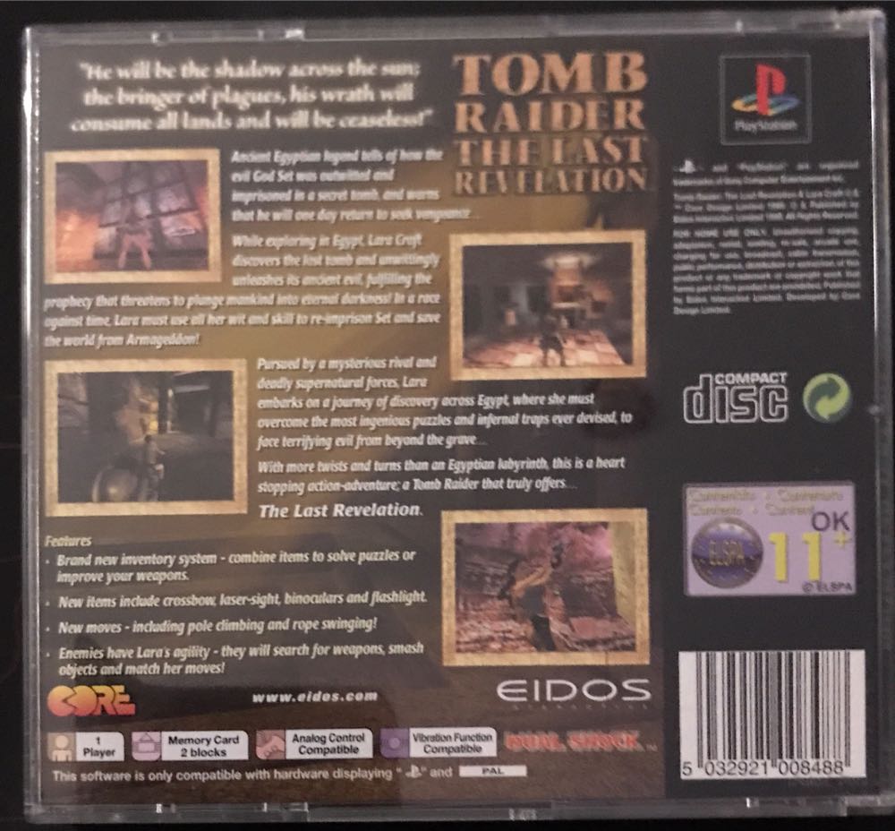 Tomb Raider: The Last Revelation - Sony PlayStation (Eidos Interactive - 1) video game collectible - Main Image 2