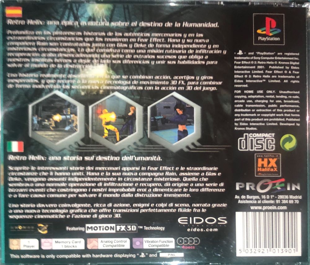 Fear Effect 2: Retro Helix - Sony PlayStation (Eidos Enteractive - 1) video game collectible [Barcode 5032921013901] - Main Image 2