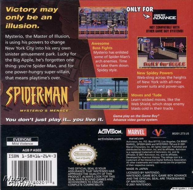 Spider-Man 1 - Nintendo Game Boy Advance (GBA) (Activision - 1) video game collectible [Barcode 00047875803312] - Main Image 2