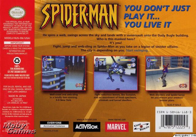 Spider-Man - Nintendo 64 (N64) (1) video game collectible [Barcode 047875122253] - Main Image 2