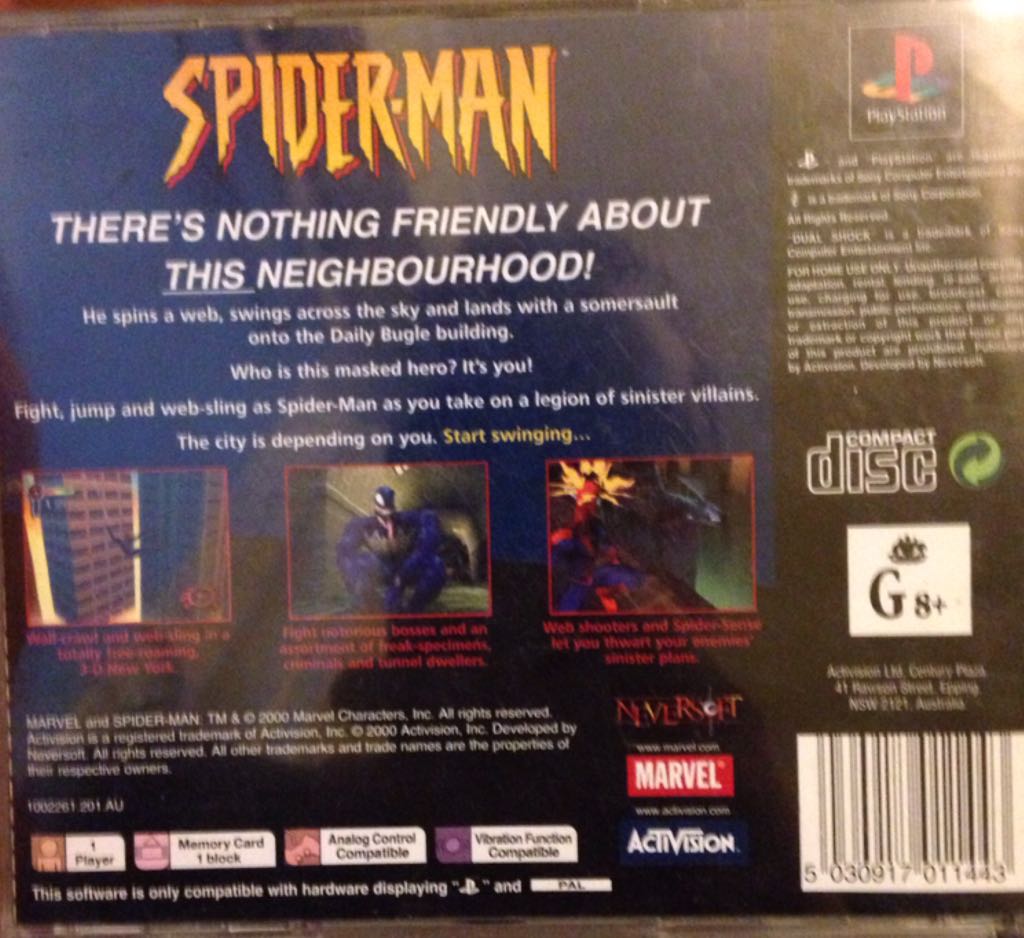 Spider-Man - Sony PlayStation video game collectible [Barcode 5030917011443] - Main Image 2