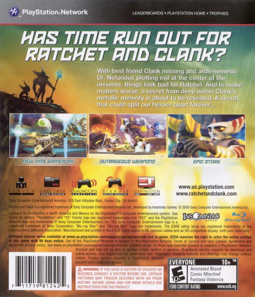 Ratchet and Clank A Crack in Time - Sony PlayStation 3 (PS3) (Sony Computer Entertainment, Inc. - 1) video game collectible [Barcode 71171916125] - Main Image 2