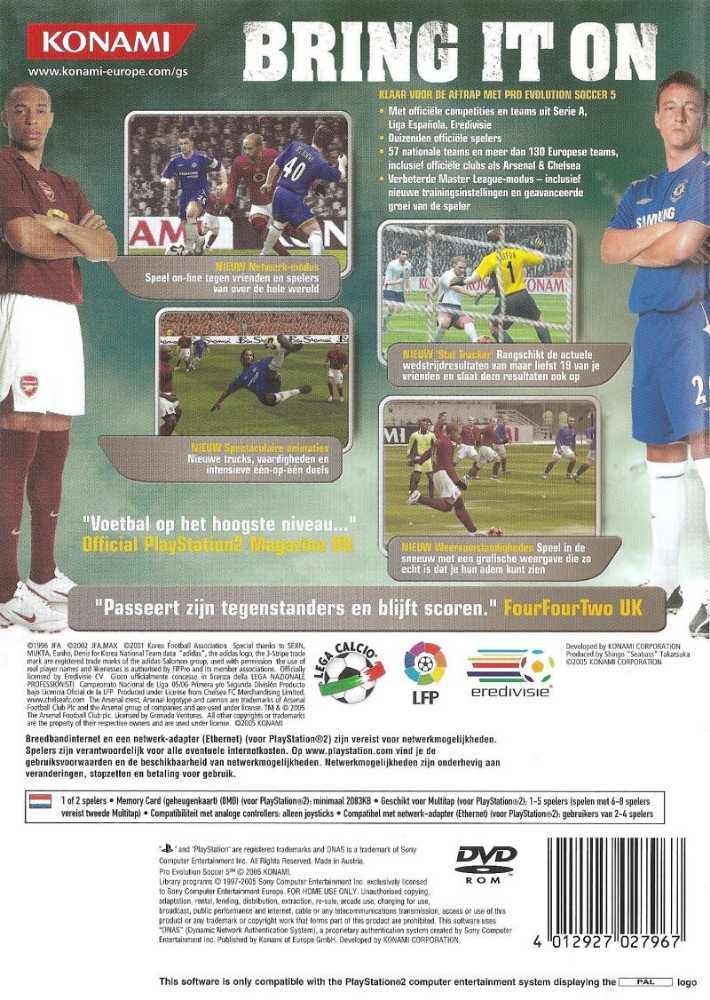 Pro Evolution Soccer 5 - Sony PlayStation 2 (PS2) (Konami Digital Entertainment, Inc. - 1-8) video game collectible [Barcode 4012927027967] - Main Image 2