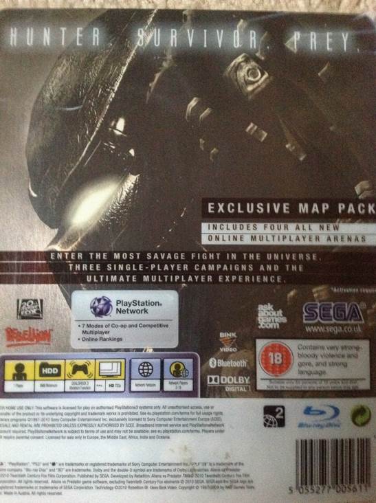 Alien vs Predator - Sony PlayStation 3 (PS3) video game collectible [Barcode 2015717005611] - Main Image 2