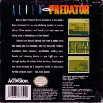 Alien vs Predator - Nintendo Game Boy video game collectible - Main Image 2