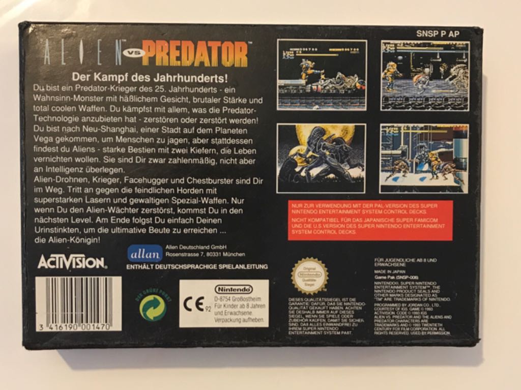 Alien vs Predator - Nintendo Super Nintendo Entertainment System (SNES) video game collectible - Main Image 2