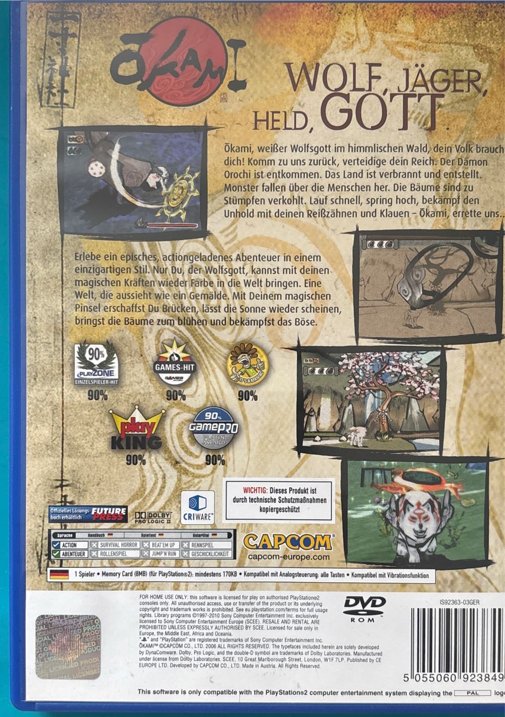 Okami - Sony PlayStation 2 (PS2) (CE europe Ltd. - 1) video game collectible [Barcode 5055060923849] - Main Image 2