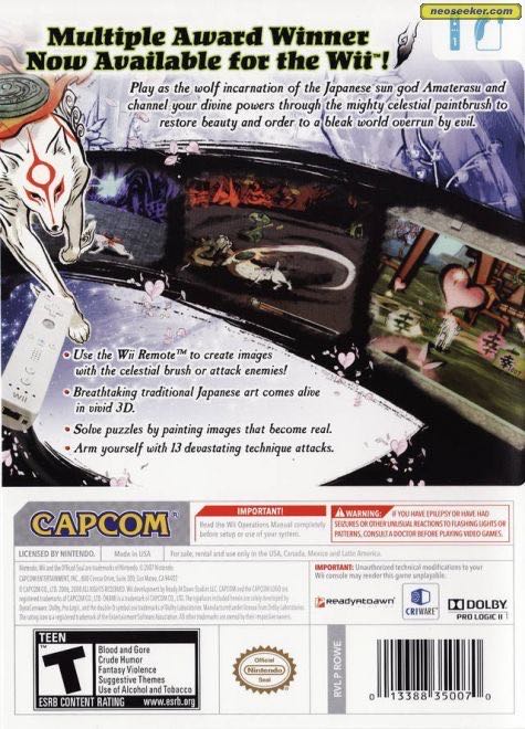 Okami - Nintendo Wii (Capcom - 1) video game collectible [Barcode 5055060951033] - Main Image 2