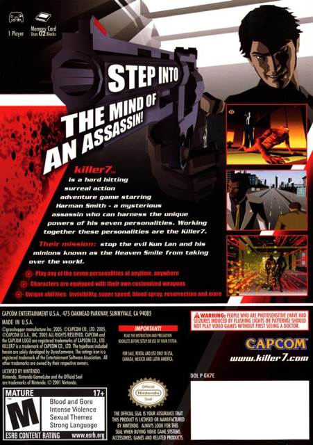 Killer 7 - Nintendo GameCube (Capcom - 1) video game collectible [Barcode 013388200139] - Main Image 2
